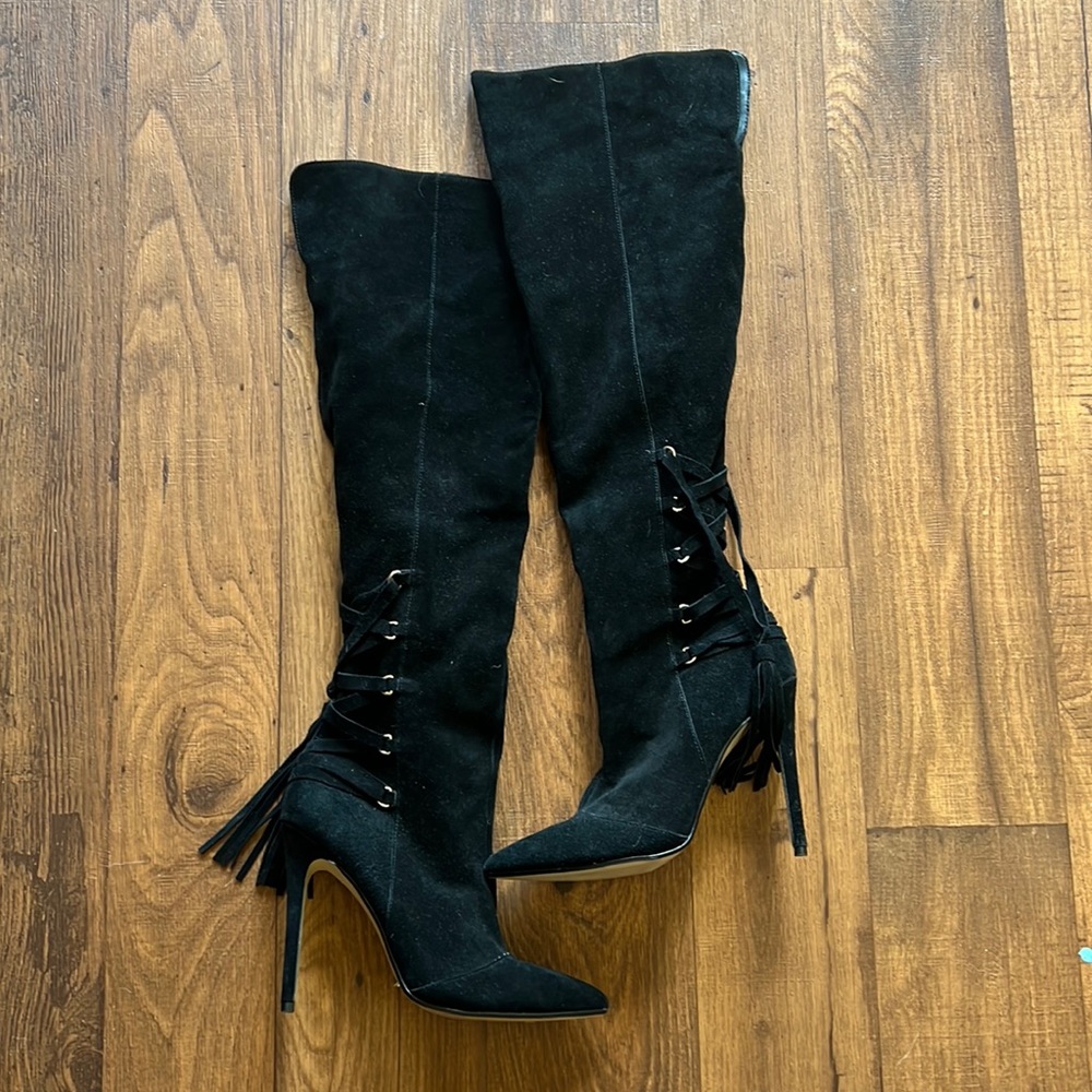 Steve Madden Knee High Black Leather Boot